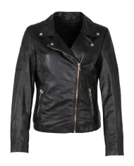 Mauritius Giacca chiodo donna in pelle Nero