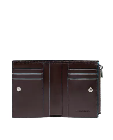 Piquadro Portafoglio verticale piccolo Blue square Mogano