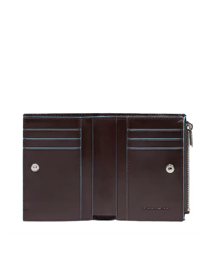 Piquadro Portafoglio verticale piccolo Blue square Mogano