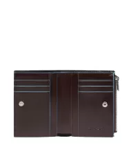 Piquadro Portafoglio verticale piccolo Blue square Mogano