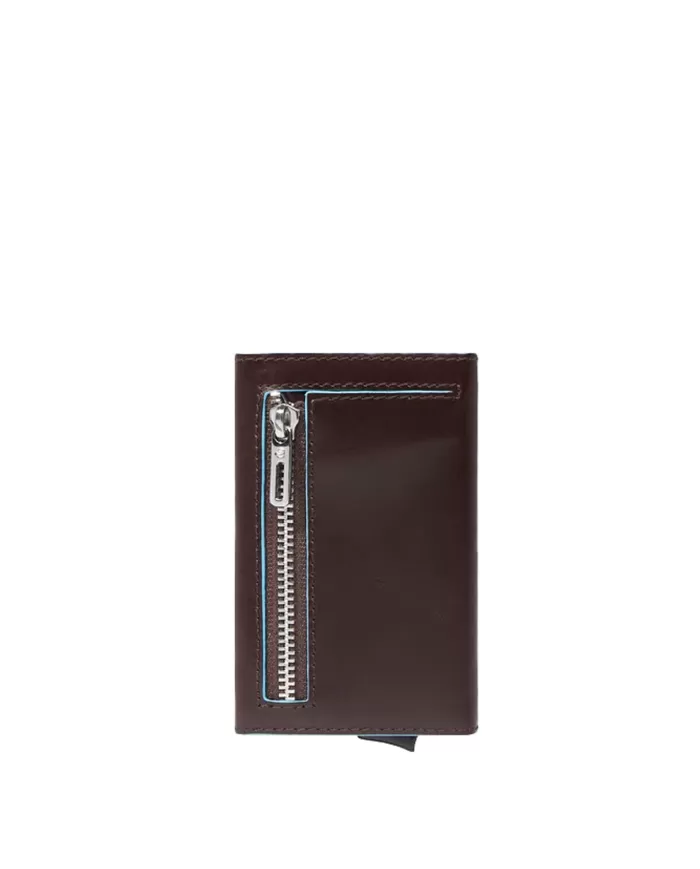Piquadro Porta carte di credito e monete Blue square Mogano