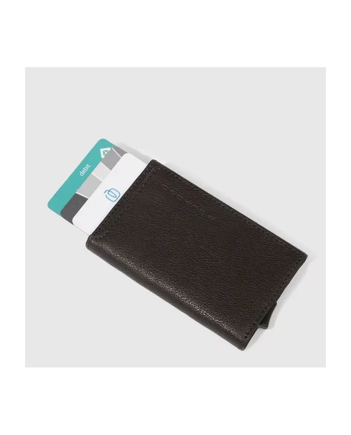 Piquadro Porta carte di credito e monete Black square Testa moro