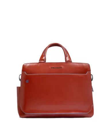 Piquadro Cartella in pelle porta pc 15,6" Blue square Arancio