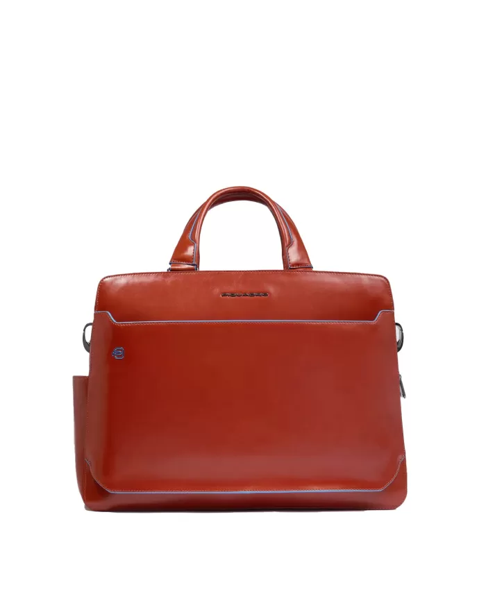 Piquadro Cartella in pelle porta pc 15,6" Blue square Arancio