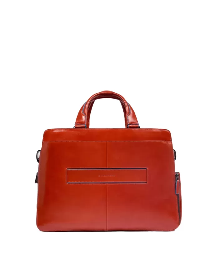 Piquadro Cartella in pelle porta pc 15,6" Blue square Arancio