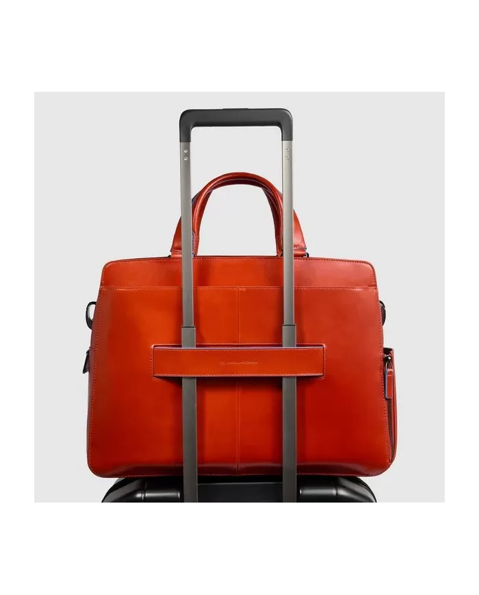 Piquadro Cartella in pelle porta pc 15,6" Blue square Arancio