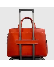 Piquadro Cartella in pelle porta pc 15,6" Blue square Arancio