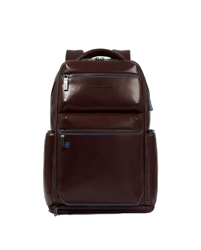 Piquadro Zaino pelle porta pc 15,6 Blue square Mogano
