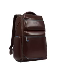 Piquadro Zaino pelle porta pc 15,6 Blue square Mogano