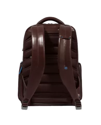 Piquadro Zaino pelle porta pc 15,6 Blue square Mogano