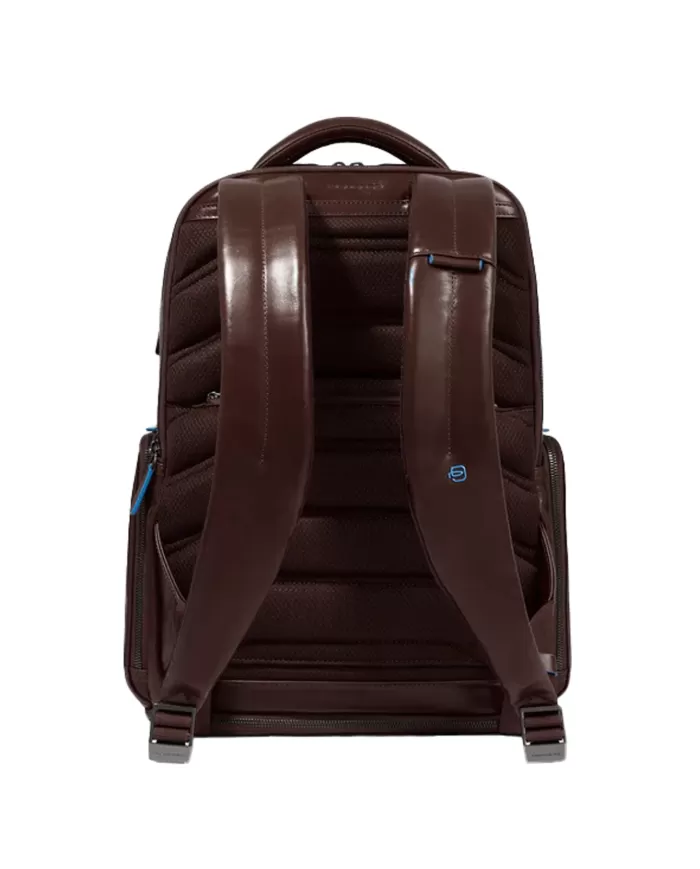 Piquadro Zaino pelle porta pc 15,6 Blue square Mogano