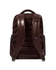 Piquadro Zaino pelle porta pc 15,6 Blue square Mogano