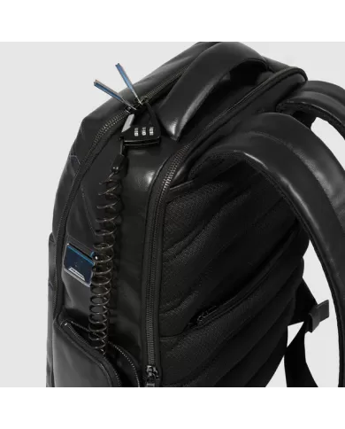 Piquadro Zaino pelle porta pc 15,6 Blue square Mogano