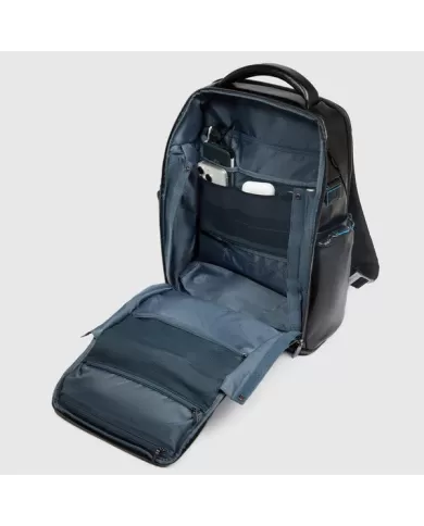 Piquadro Zaino pelle porta pc 15,6 Blue square Mogano