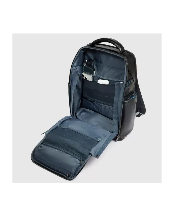 Piquadro Zaino pelle porta pc 15,6 Blue square Mogano
