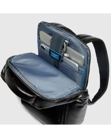 Piquadro Zaino pelle porta pc 15,6 Blue square Mogano