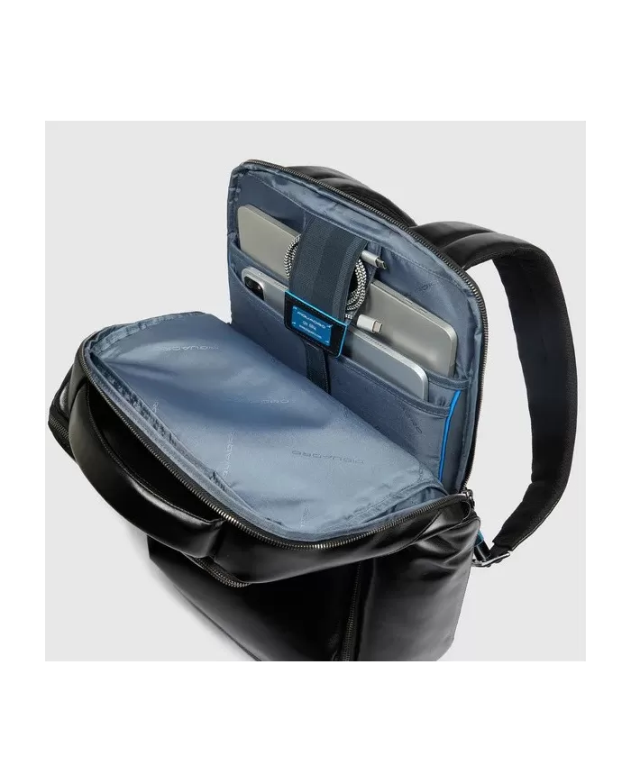 Piquadro Zaino pelle porta pc 15,6 Blue square Mogano