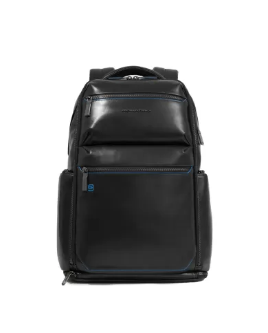 Piquadro Zaino pelle porta pc 15,6 Blue square Nero
