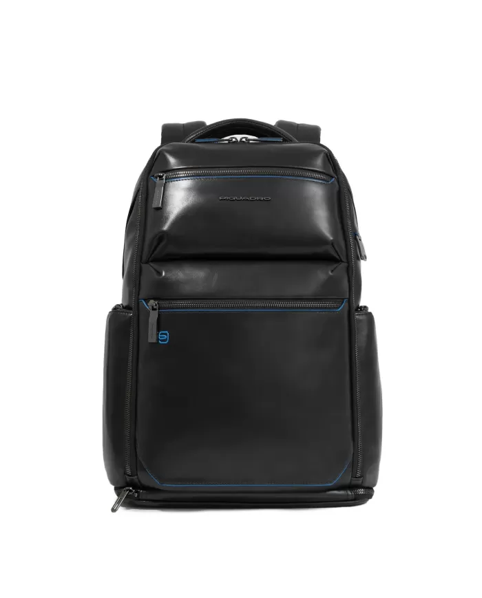 Piquadro Zaino pelle porta pc 15,6 Blue square Nero