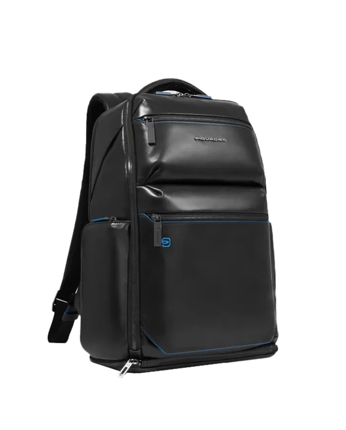 Piquadro Zaino pelle porta pc 15,6 Blue square Nero