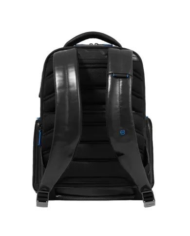 Piquadro Zaino pelle porta pc 15,6 Blue square Nero