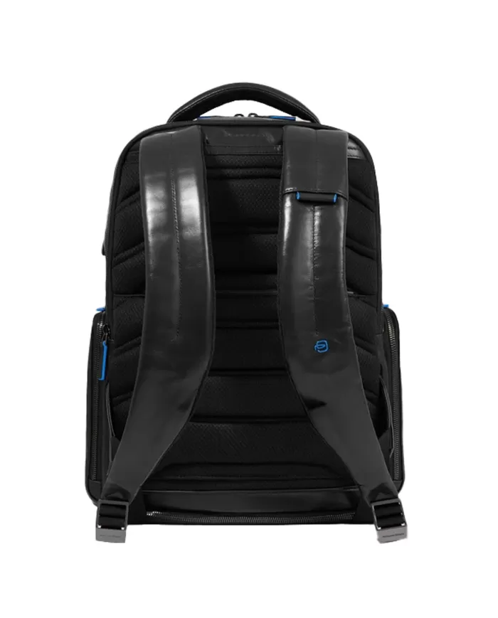Piquadro Zaino pelle porta pc 15,6 Blue square Nero