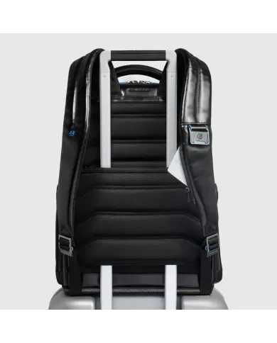 Piquadro Zaino pelle porta pc 15,6 Blue square Nero