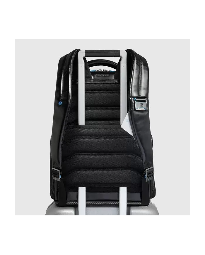 Piquadro Zaino pelle porta pc 15,6 Blue square Nero