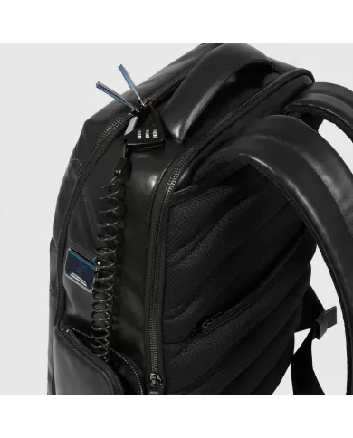 Piquadro Zaino pelle porta pc 15,6 Blue square Nero