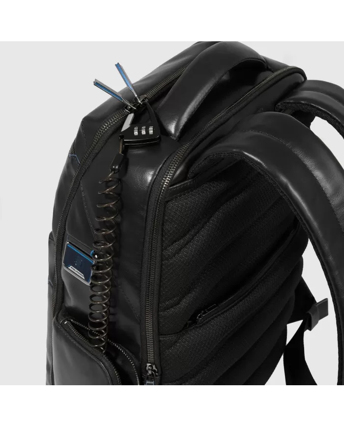 Piquadro Zaino pelle porta pc 15,6 Blue square Nero