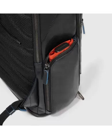 Piquadro Zaino pelle porta pc 15,6 Blue square Nero