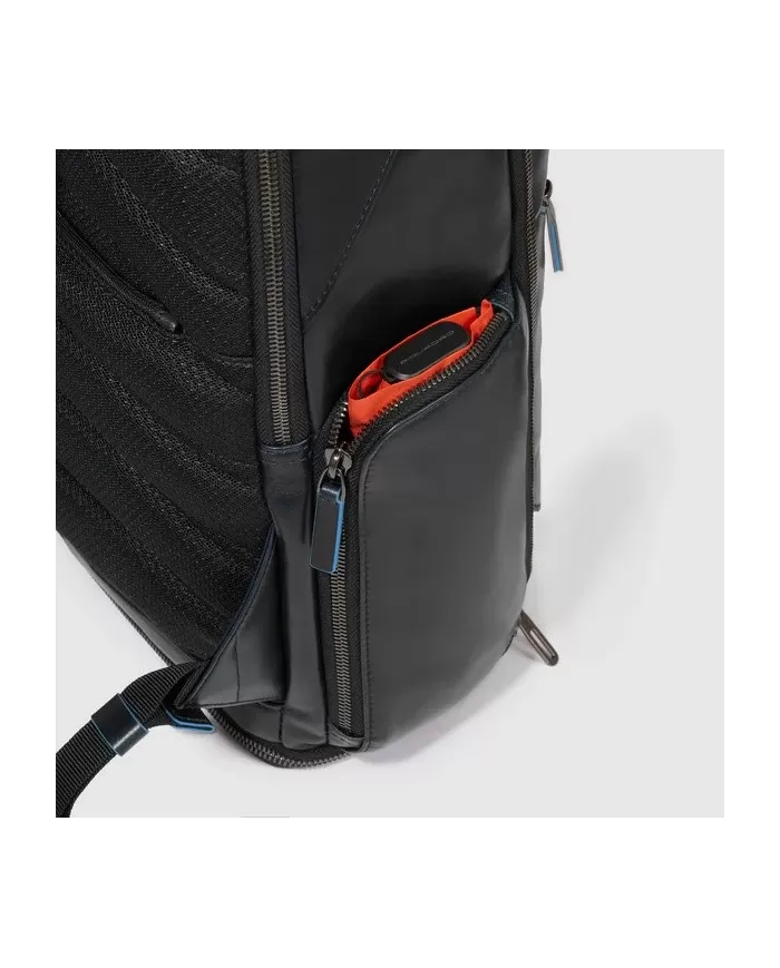 Piquadro Zaino pelle porta pc 15,6 Blue square Nero