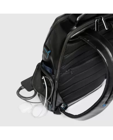 Piquadro Zaino pelle porta pc 15,6 Blue square Nero