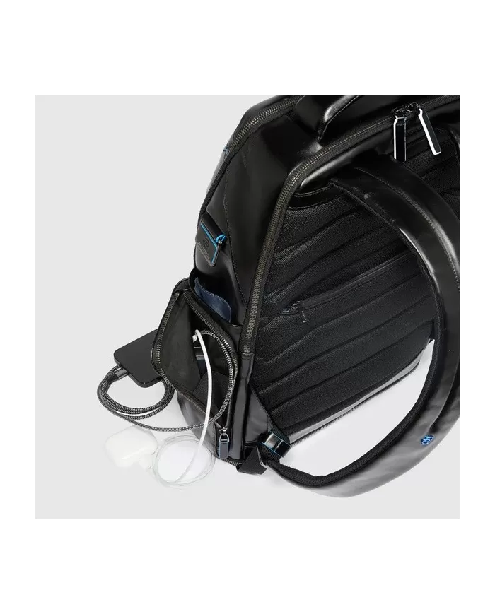 Piquadro Zaino pelle porta pc 15,6 Blue square Nero