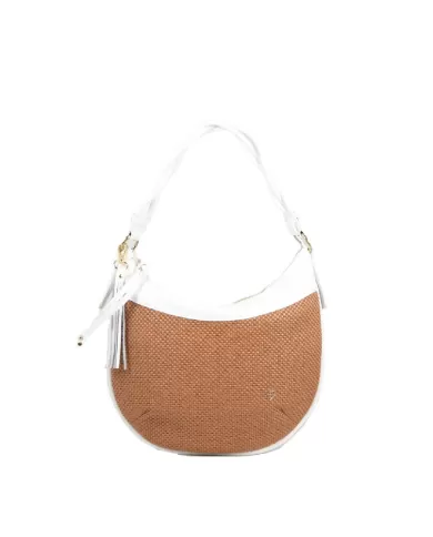 Caleidos Borsa a tracolla paglia e pelle Beige/Bianco