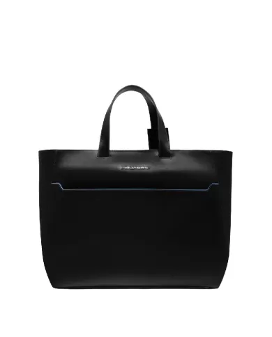 Piquadro Cartella in pelle porta pc 15,6" Blue square Nero