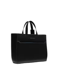 Piquadro Cartella in pelle porta pc 15,6" Blue square Nero