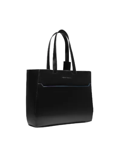 Piquadro Cartella in pelle porta pc 15,6" Blue square Nero