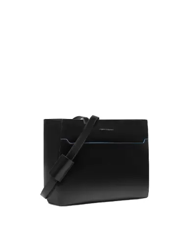 Piquadro Cartella in pelle porta pc 15,6" Blue square Nero