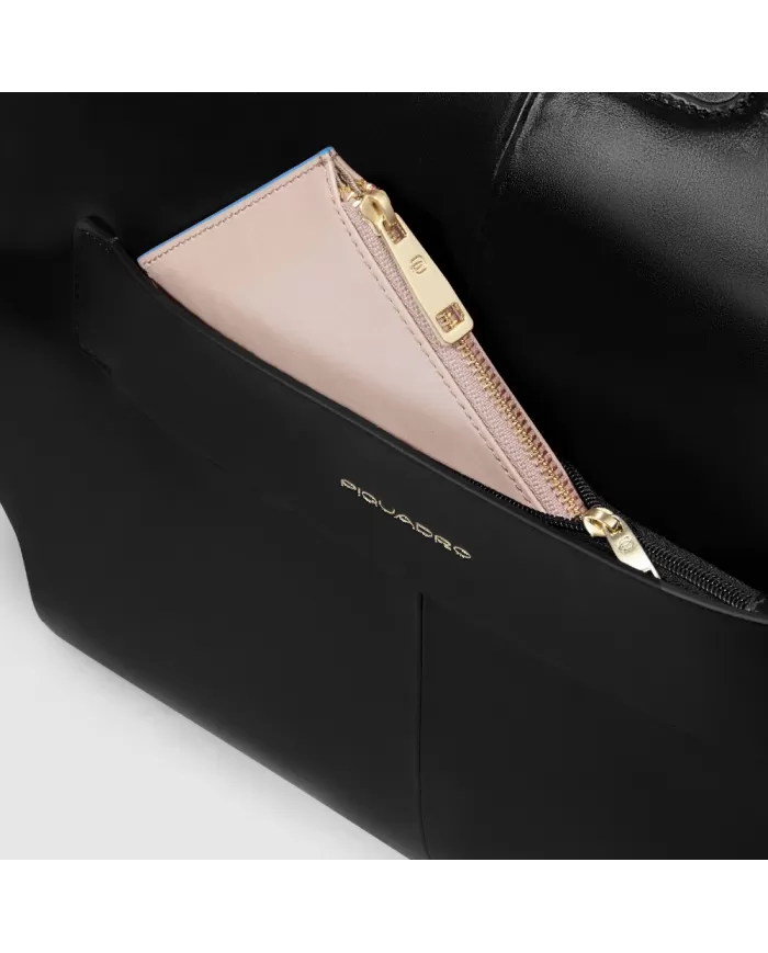 Piquadro Cartella in pelle porta pc 15,6" Blue square Nero