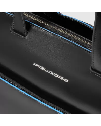 Piquadro Cartella in pelle porta pc 15,6" Blue square Nero