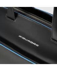 Piquadro Cartella in pelle porta pc 15,6" Blue square Nero