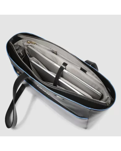 Piquadro Cartella in pelle porta pc 15,6" Blue square Nero