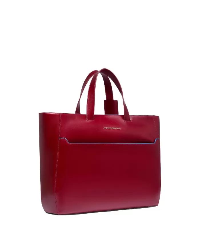 Piquadro Cartella in pelle porta pc 15,6" Blue square Rosso