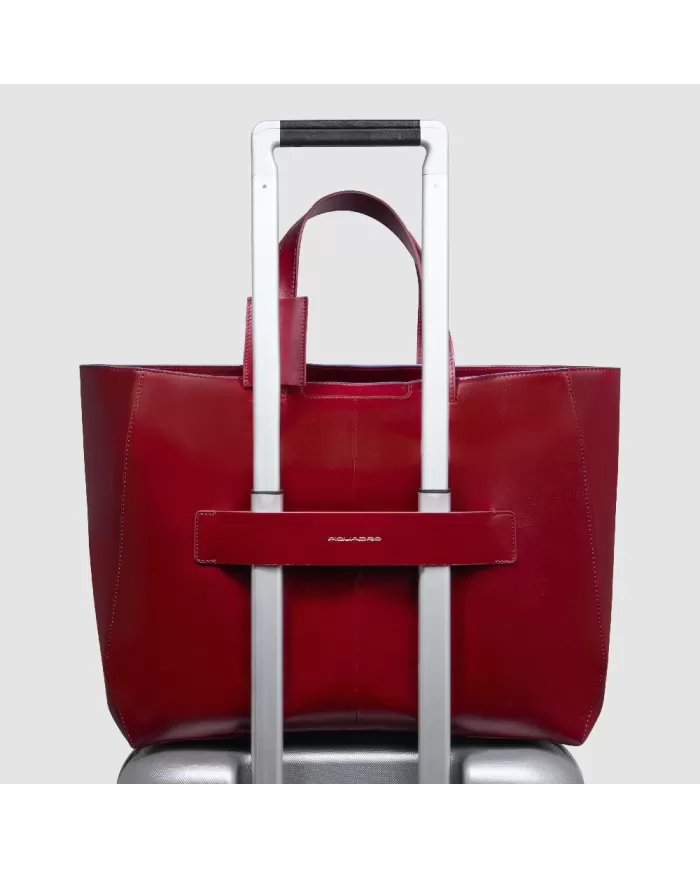 Piquadro Cartella in pelle porta pc 15,6" Blue square Rosso