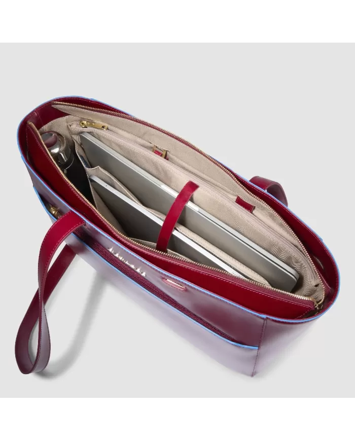Piquadro Cartella in pelle porta pc 15,6" Blue square Rosso