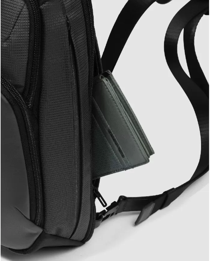 Piquadro Monospalla tessuto Earth Nero