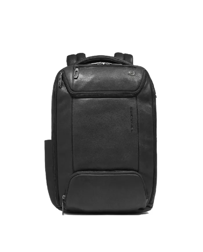 Piquadro Zaino in pelle con porta pc 14" Cronus Nero