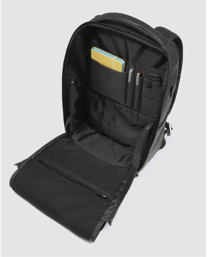 Piquadro Zaino in pelle con porta pc 14" Cronus Nero