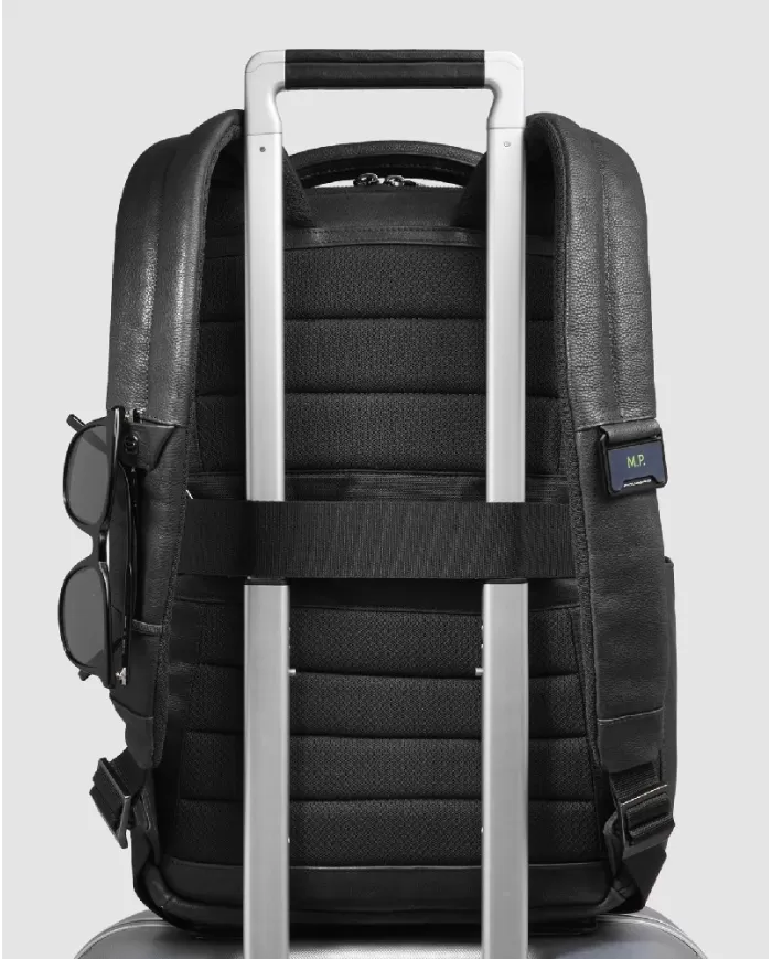 Piquadro Zaino in pelle con porta pc 14" Cronus Nero
